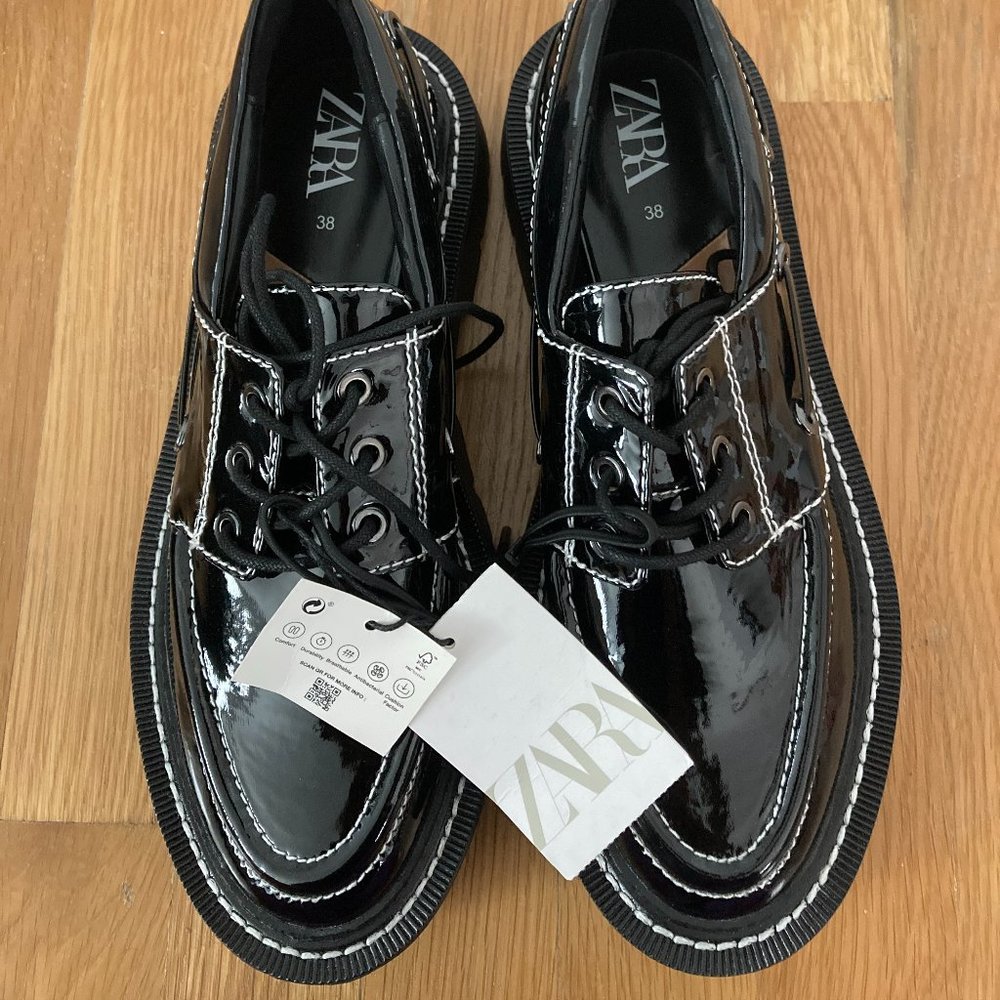 Zara Vinyl platform boat shoes